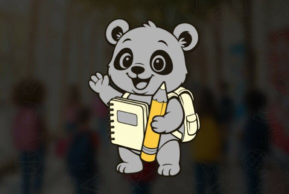 10 Panda Back to School Vector Design: Graphics & Print Templates