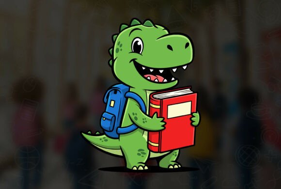 9 Dinosaur Back to School Vector Design: Graphics & Print Templates