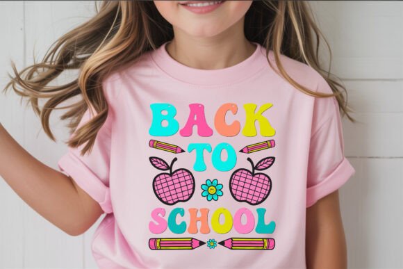 Back to School Apple Text Design Graphics