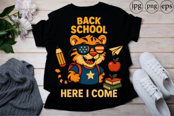 Back to School Here I Come Tiger Cute Graphics