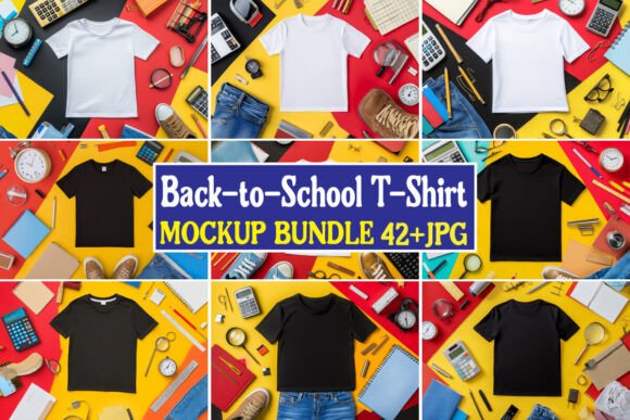 Back-to-School T-Shirt Mockup Bundle 05: Graphics & Product Mockups