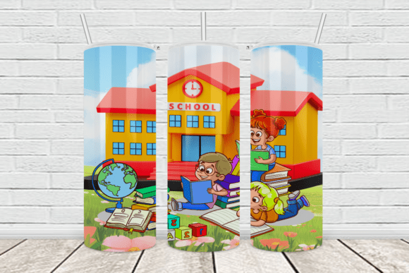 Back to School Tumbler PNG Wrap, Kids: Graphics and Crafts