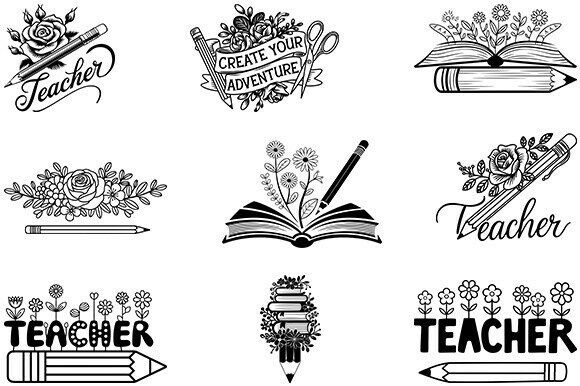 Floral Teacher Svg, Back to School Bundle