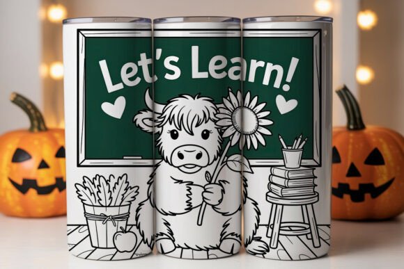 Highland Cow Back to School 20oz Tumbler Graphics