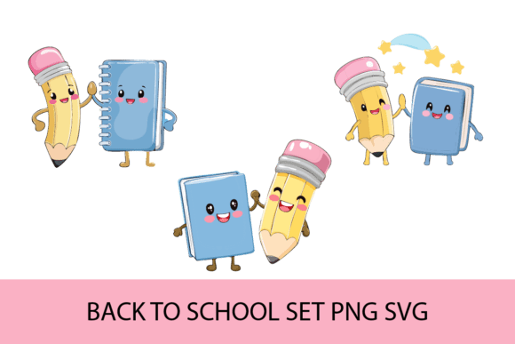 Retro Back to School PNG SVG Set
