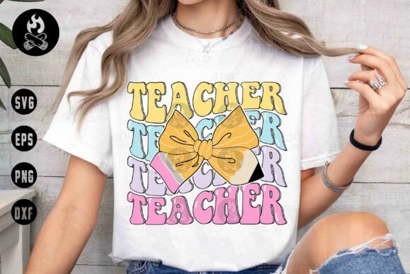 Retro Teacher Bow SVG, Back to School Graphics